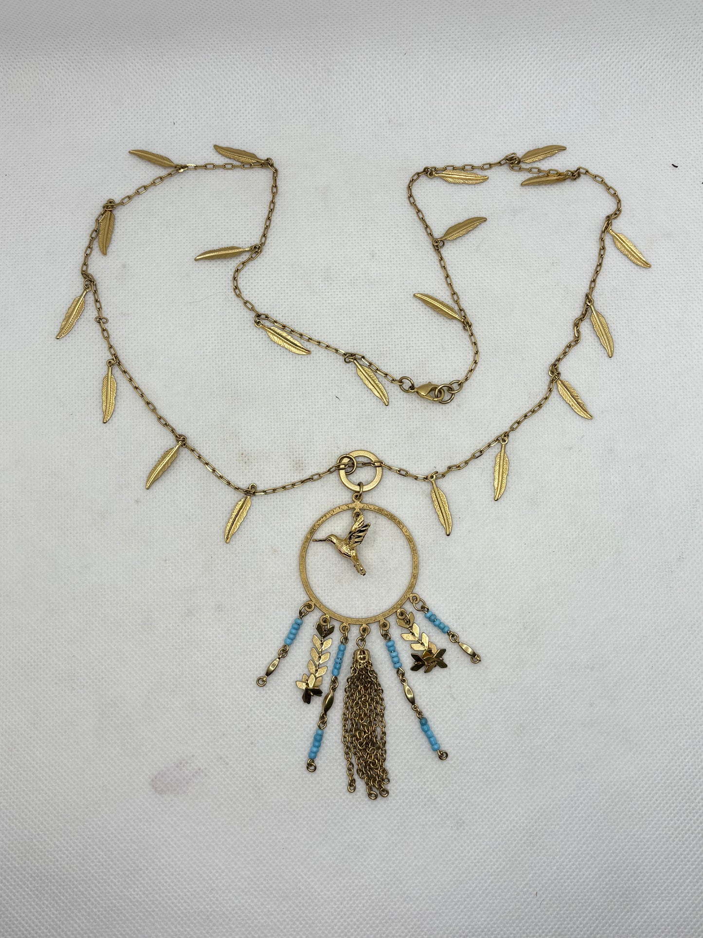 Turquoise Feather Necklace