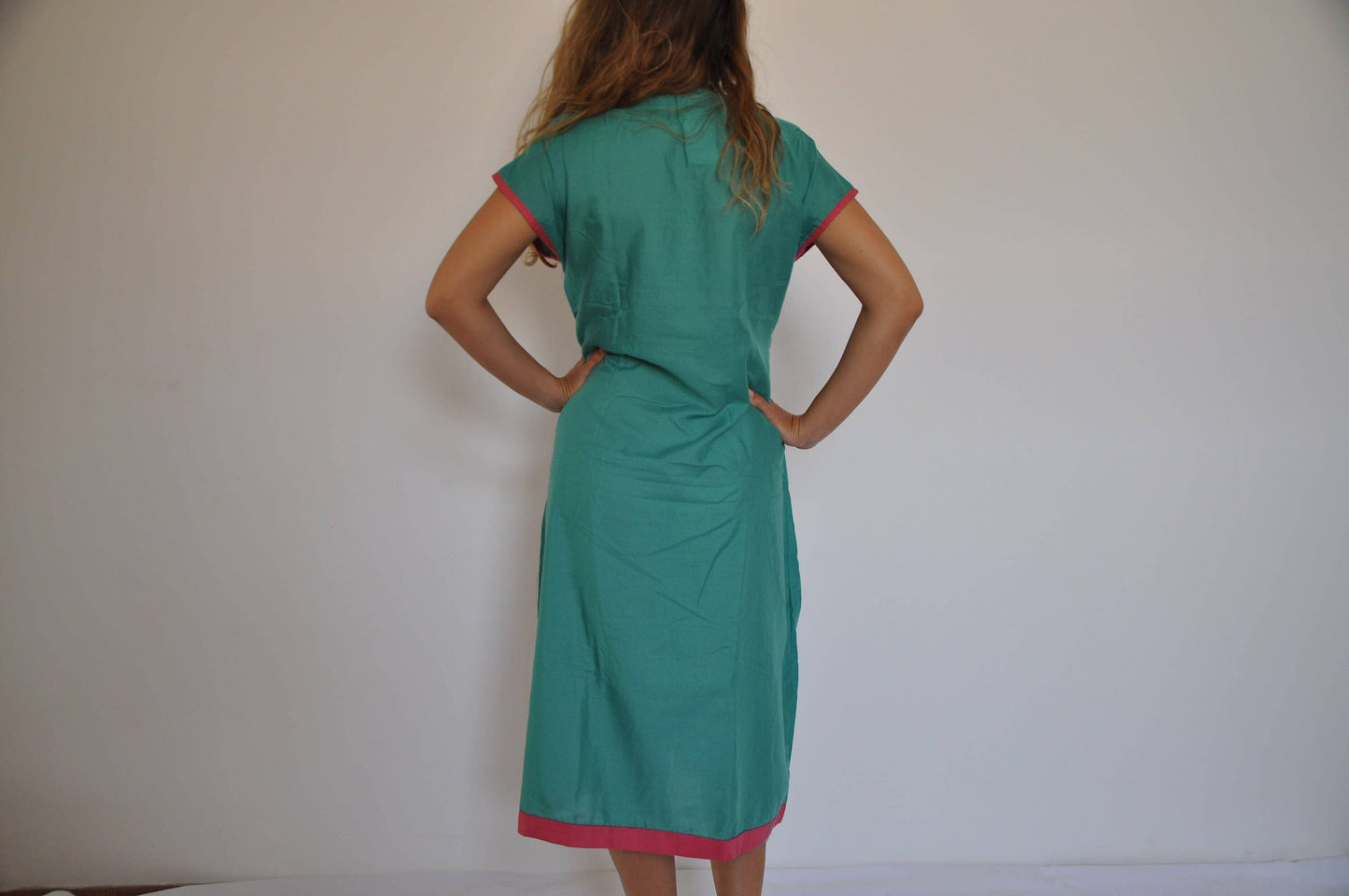 Turquoise Tunic Embroidered Kaftan Dress