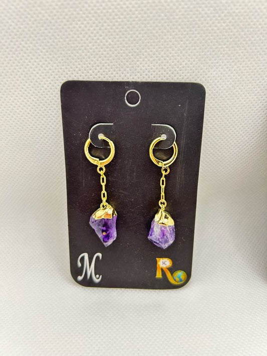 Amethyst 2 Stone Earrings