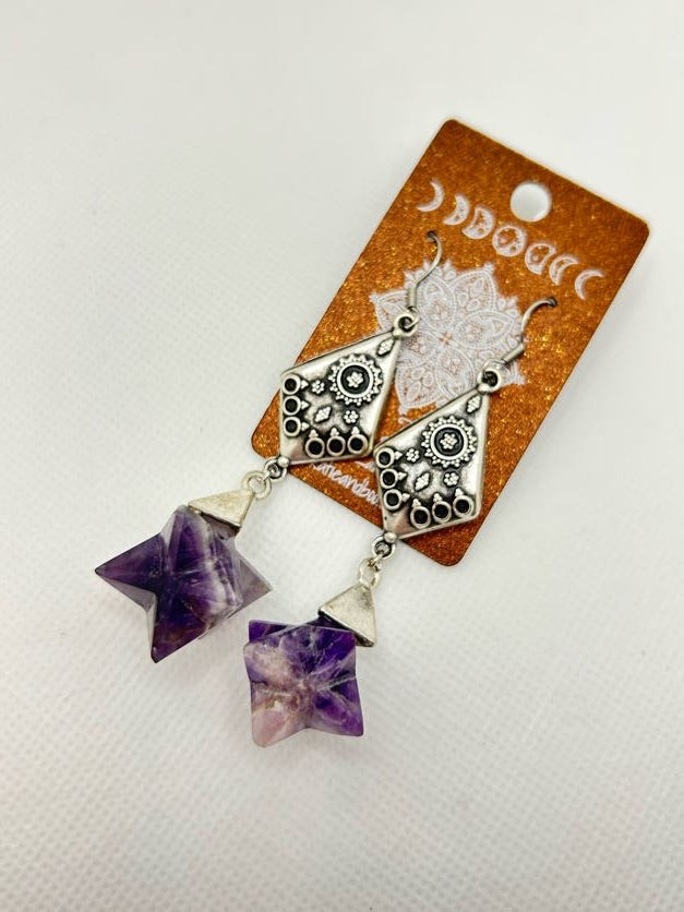 Amethyst Merkaba Earrings